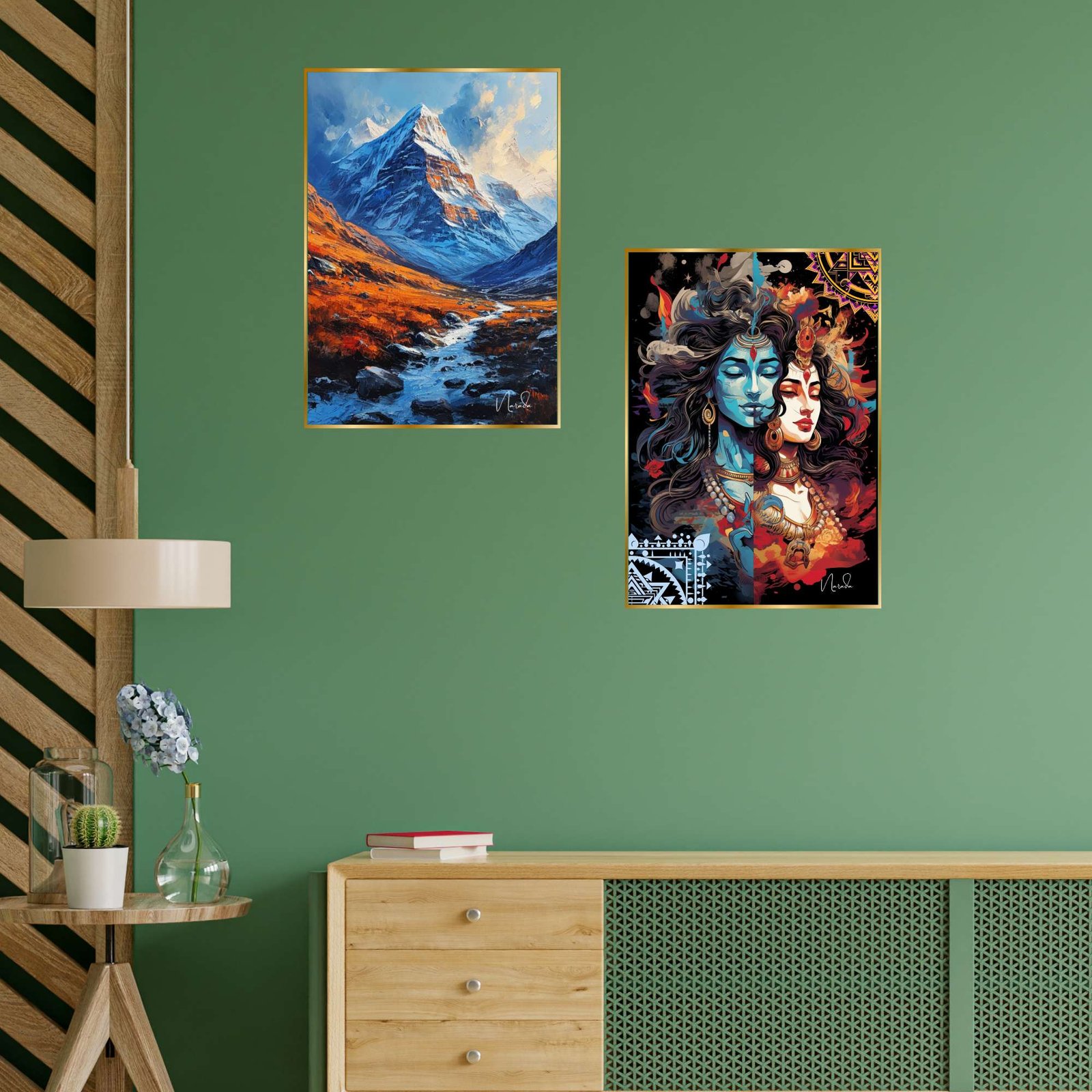 Set of Two Wall Paintings for Wall Dacoration Golden Framed Wall Paintings for Living Room & Bedroom Wall Art for Home Decoration & Office Wall Dรฉcor (14x11 inch CH-GD2-9) - Image 2