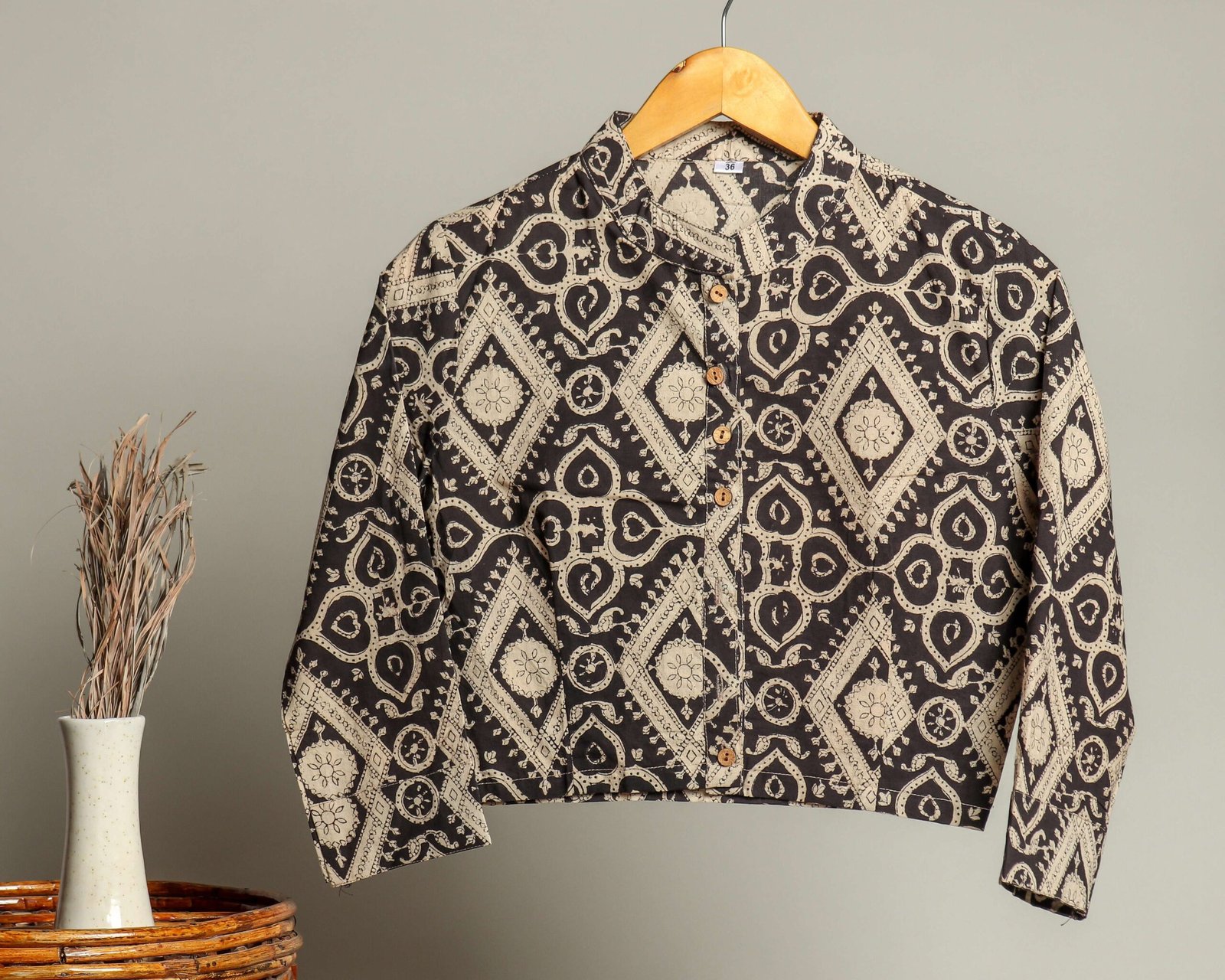Handmade Block Print Cotton for Women ? Ethnic Floral Printed Top with Long Sleeves
