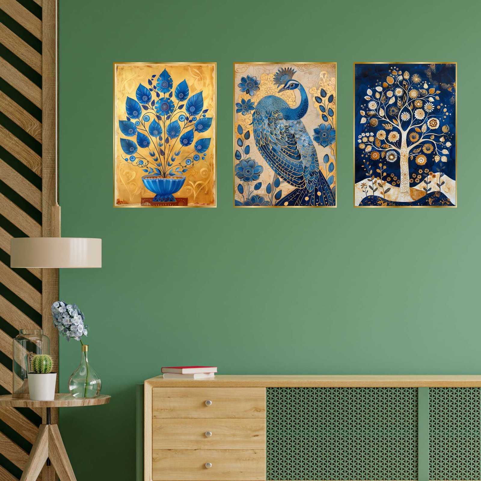 Set of Three Wall Paintings for Wall Dacoration Golden Framed Wall Paintings for Living Room & Bedroom Wall Art for Home Decoration & Office Wall Dรฉcor (24x18 inch CH-GD3-14) - Image 2